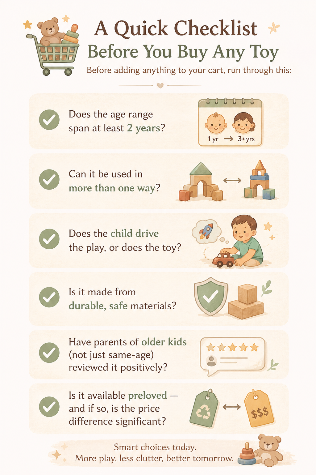 Checklist to buy toys